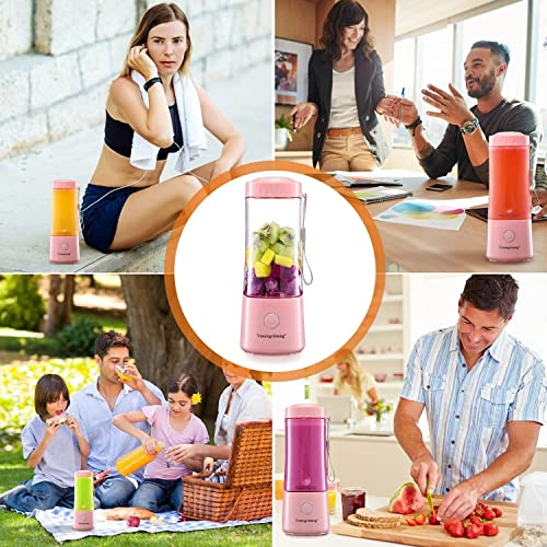 Portable Blender, Personal Size Blender for Smoothies and Shakes Mini Juicer Cup, USB Rechargeable Mini Fruit Juice Mixer(pink)