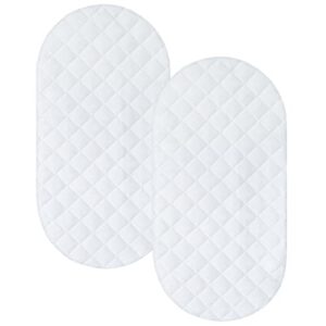 bassinet mattress pad cover 2 pack waterproof bassinet sheet quilted bassinet mattress protector (32"x17") for boys & girls, fit for hourglass/oval bassinet mattress, white