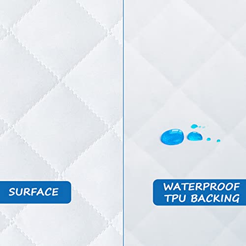 Bassinet Mattress Pad Cover 2 Pack Waterproof Bassinet Sheet Quilted Bassinet Mattress Protector (32"x17") for Boys & Girls, Fit for Hourglass/Oval Bassinet Mattress, White