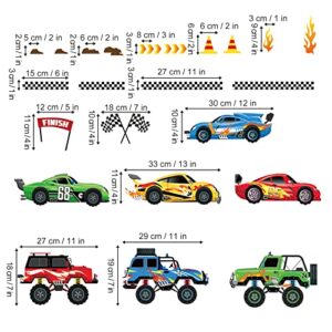 decalmile Racing Cars Wall Decals Roads Vehicles Wall Stickers Kids Boys Bedroom Toddles Playroom Wall Decor Gift