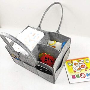 WSLCN Diaper Caddy Organizer Nursery Storage Wipes Bag Nappy Organizer Container Foldable Portable Car Travel Organizer for Changing Nappy Storage Basket Grey 34 * 24 * 18cm