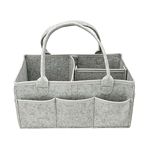 WSLCN Diaper Caddy Organizer Nursery Storage Wipes Bag Nappy Organizer Container Foldable Portable Car Travel Organizer for Changing Nappy Storage Basket Grey 34 * 24 * 18cm