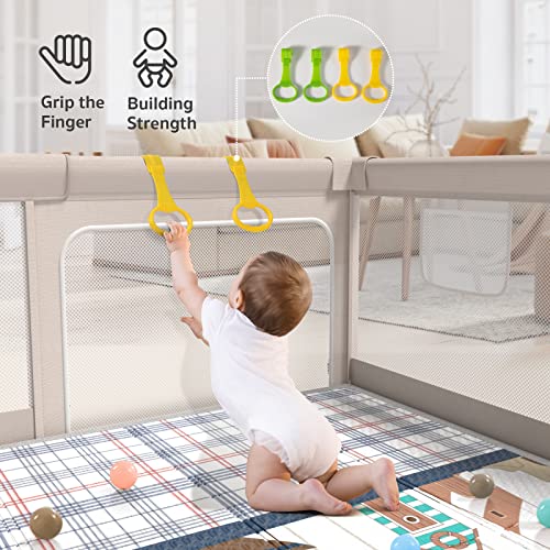 UANLAUO Baby Playpen with Mat, 59x59inch Playpen for Babies and Toddlers, Extra Large Baby Playpen,Kids Play Pen,Baby Fence,Big Playpen for Infants with Gate,Playard for Baby