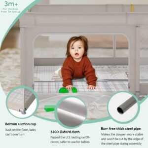 UANLAUO Baby Playpen with Mat, 59x59inch Playpen for Babies and Toddlers, Extra Large Baby Playpen,Kids Play Pen,Baby Fence,Big Playpen for Infants with Gate,Playard for Baby