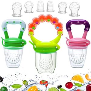 shakar baby food feeder pacifier - 3 pack silicone fruit feeder teethers for babies |baby silicone feeder pacifier | teething feeder | baby fruit pacifier feeder| silicone feeder for infants (mix)