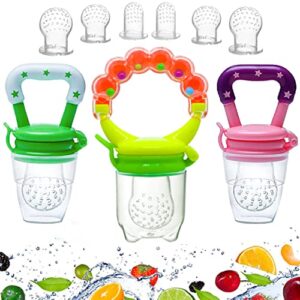 Shakar Baby Food Feeder Pacifier - 3 Pack Silicone Fruit Feeder Teethers for Babies |Baby Silicone Feeder Pacifier | Teething Feeder | Baby Fruit Pacifier Feeder| Silicone Feeder for Infants (Mix)