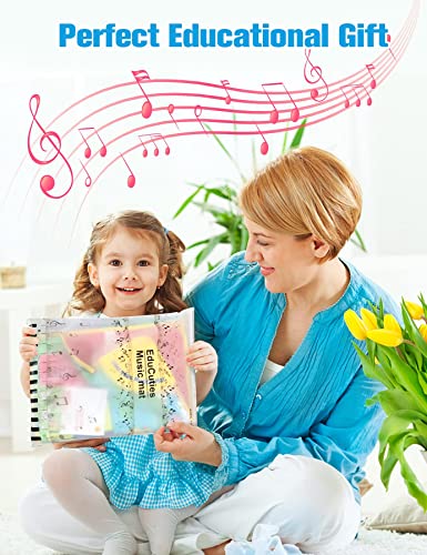 EduCuties Baby Musical Learning Toys , Floor Piano Playmat for Toddlers with Animal Flash Cards Music Sound for Early Education Touch Keyboard Blanket Birthday for Baby Boys Girls