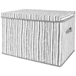sammy & lou birch felt toy box; collapsible; gray, white; two handles; hinged lid; 22 in x 14.5 in x 15 in