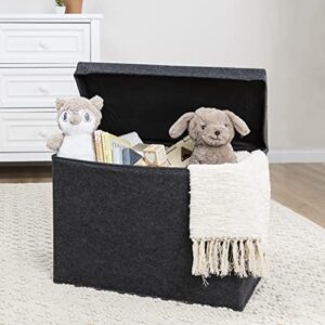 Sammy & Lou Charcoal Felt Toy Box; Collapsible; Two Handles; Hinged Lid; 22 in x 14.5 in x 15 in