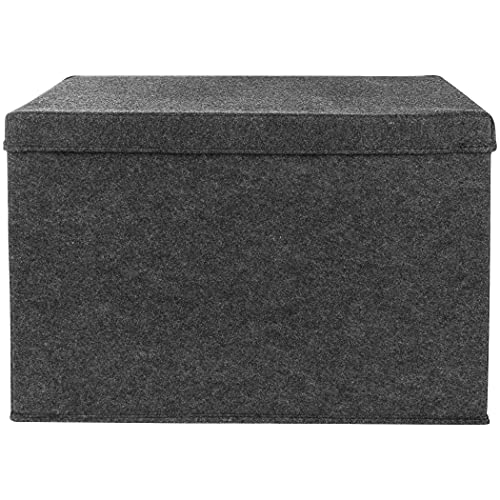 Sammy & Lou Charcoal Felt Toy Box; Collapsible; Two Handles; Hinged Lid; 22 in x 14.5 in x 15 in