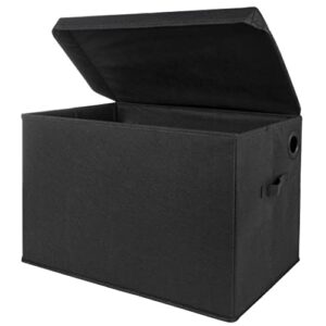 sammy & lou black felt toy box; collapsible; two handles; hinged lid; 22 in x 14.5 in x 15 in