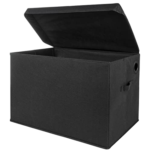 Sammy & Lou Black Felt Toy Box; Collapsible; Two Handles; Hinged Lid; 22 in x 14.5 in x 15 in