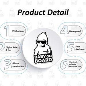 Evoque Sellers Baby on Board Sticker for Cars (Pack of 02) Baby on Board Reflective Decal Print and Cut Digital Printed, Baby on Board Sign