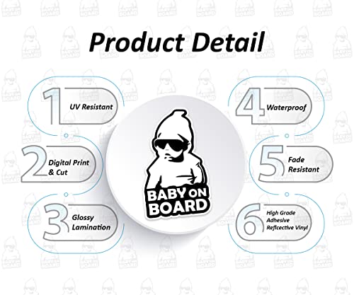 Evoque Sellers Baby on Board Sticker for Cars (Pack of 02) Baby on Board Reflective Decal Print and Cut Digital Printed, Baby on Board Sign