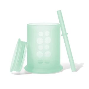 Olababy 100% Silicone Training Cup with Lid + Straw(Mint) and Suction Bowl (Lemon) Bundle