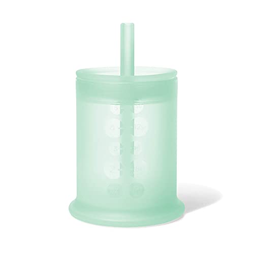 Olababy 100% Silicone Training Cup with Lid + Straw(Mint) and Suction Bowl (Lemon) Bundle