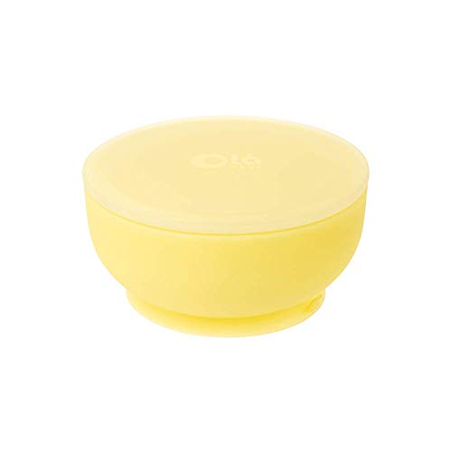 Olababy 100% Silicone Training Cup with Lid + Straw(Mint) and Suction Bowl (Lemon) Bundle