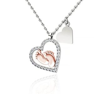 Aphrodite's Gift for New Mom, Baby Feet Heart Necklace Baby Gift Set, To My Mommy, Necklaces For Women, Gifts for Mom, Baby Shower Gifts, Mommy to be Gifts, Pregnancy Gifts for First Time Moms, Gift for New Mother