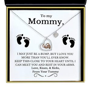 aphrodite's gift for new mom, baby feet heart necklace baby gift set, to my mommy, necklaces for women, gifts for mom, baby shower gifts, mommy to be gifts, pregnancy gifts for first time moms, gift for new mother