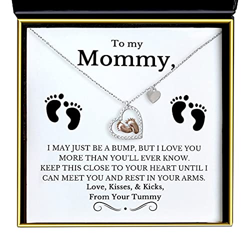 Aphrodite's Gift for New Mom, Baby Feet Heart Necklace Baby Gift Set, To My Mommy, Necklaces For Women, Gifts for Mom, Baby Shower Gifts, Mommy to be Gifts, Pregnancy Gifts for First Time Moms, Gift for New Mother