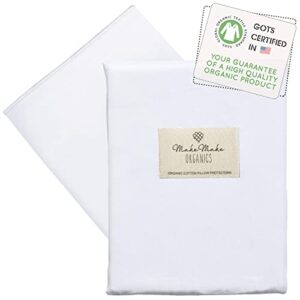 makemake organics organic cotton toddler pillowcase (set of 2) gots certified organic cotton pillow cases zippered (14x19, bright white)