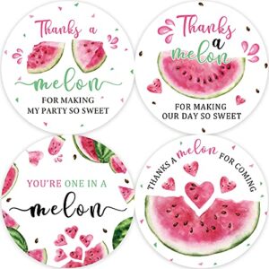 80 watermelon thank you stickers, watermelon baby shower birthday party sticker, you’re one in a melon stickers(2 inch)