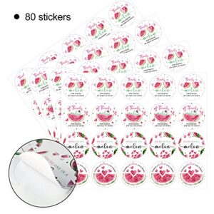 80 Watermelon Thank You Stickers, Watermelon Baby Shower Birthday Party Sticker, You’re One in a Melon Stickers(2 Inch)