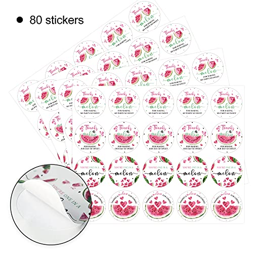 80 Watermelon Thank You Stickers, Watermelon Baby Shower Birthday Party Sticker, You’re One in a Melon Stickers(2 Inch)