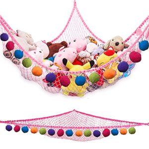 CanJoo Stuffed Animal Net, Stuffed Animal Hammock Wall Hanging Mesh Toy Net Hammock for Stuffed Animals Stuff Animal Toy Storage Organizer Net Plush Toy Corner Net Holder for Kids' Play Room Bedroom