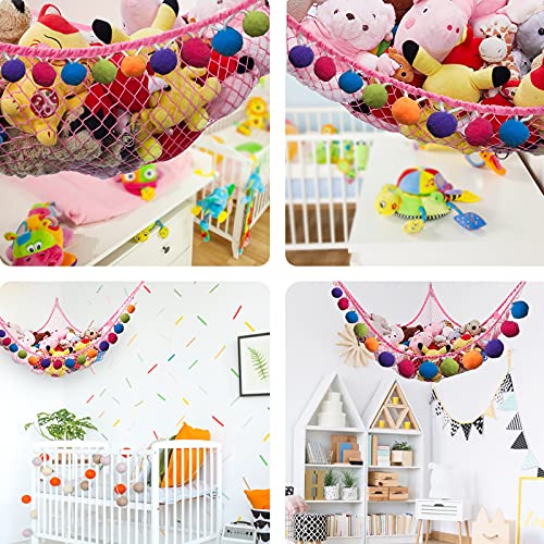 CanJoo Stuffed Animal Net, Stuffed Animal Hammock Wall Hanging Mesh Toy Net Hammock for Stuffed Animals Stuff Animal Toy Storage Organizer Net Plush Toy Corner Net Holder for Kids' Play Room Bedroom