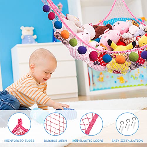 CanJoo Stuffed Animal Net, Stuffed Animal Hammock Wall Hanging Mesh Toy Net Hammock for Stuffed Animals Stuff Animal Toy Storage Organizer Net Plush Toy Corner Net Holder for Kids' Play Room Bedroom