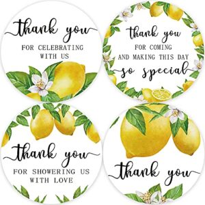 80 lemon bridal shower stickers, lemon birthday party thank you stickers, lemon themed party favor labels stickers(2 inch)