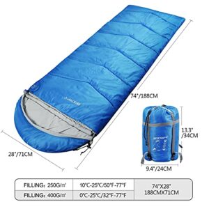 REDCAMP Extra Long Kids Cot with Thick Sleeping Bag for Sleeping 5-10, Sturdy Portable Folding Toddler Cot Bed for Boys Girls Camping Travel, Blue 53x26