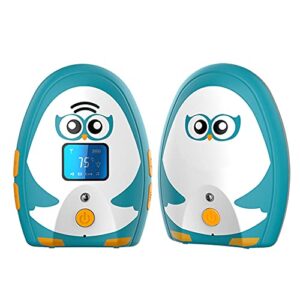 timeflys audio baby monitor ol portable, two-way talk, long range up to 1000 ft, temperature monitoring and warning, lullabies, vibration, lcd display, 1 adaptor 1 set of rechargeable battery