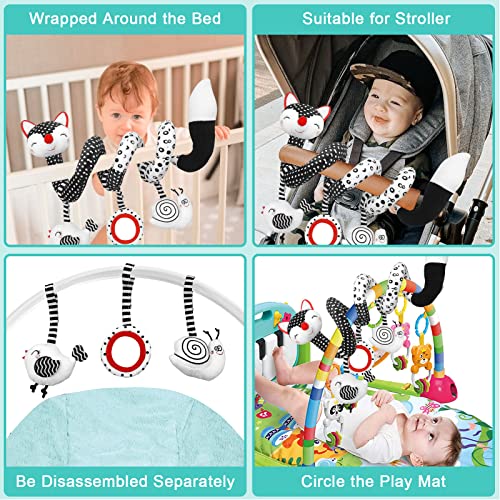 Car Seat Toys Baby Toys 0-3 Months Infant Toys Spiral Stroller Toys, Newborn Toys Black and White Baby Toys, High Contrast Baby Toys for Crib Mobile, Baby Toys Gift for 0 3 6 9 12 Months Girls Boys