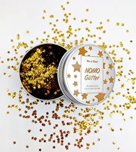 1/3oz! gold stars plant-based biodegradable vegan glitter for face, body, craft & nails (10g) (gold stars, 10g!)