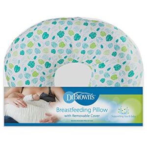 Dr. Brown's Breastfeeding Pillow with Removable Cover for Nursing Mothers, Machine Washable, Cotton Blend, Green