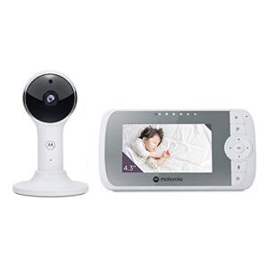 motorola baby monitor - vm64-4.3" wifi video baby monitor with camera hd 1080p - connects to smart phone app, 1000ft long range, 2-way audio, remote pan-tilt-zoom, room temp, lullabies, night vision