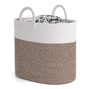 indressme large laundry baskets with handles, woven basket for storage blankets towels yoga mat, hampers for laundry room or nursery room or dorm room, 19.7 x 11.8 x 16.9 inches, brown