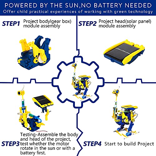 STEM Solar Project Toys 11-in-1, 231 Pieces Solar and Cell Powered 2 in 1, Educational DIY Assembly Kit Science Building Set Gifts for Kids Aged 8+