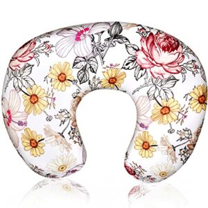 hnhuaming floral nursing pillow cover, breastfeeding pillow slipcover for baby girls, soft snug fits on newborn feeding pillow case