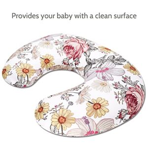 HNHUAMING Floral Nursing Pillow Cover, Breastfeeding Pillow Slipcover for Baby Girls, Soft Snug Fits On Newborn Feeding Pillow Case