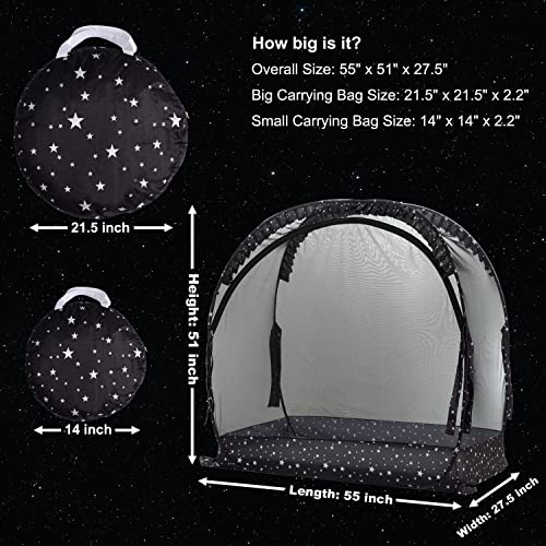 ZXPLO Safety Crib Tent to Keep Baby in Pop up Mosquito Net Netting Canopy Mesh Cover for Toddler - Black