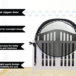 ZXPLO Safety Crib Tent to Keep Baby in Pop up Mosquito Net Netting Canopy Mesh Cover for Toddler - Black