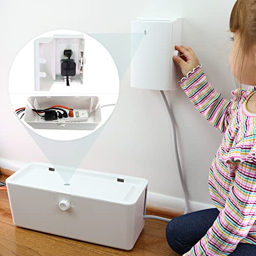 Power Strip Cover and Outlet Cover Box - Effectively Baby Proofs Power Strip and Electrical Outlet. with Patended Double Lock, Protects Small Hands & Fingers