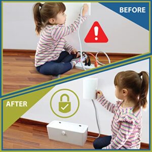 Power Strip Cover and Outlet Cover Box - Effectively Baby Proofs Power Strip and Electrical Outlet. with Patended Double Lock, Protects Small Hands & Fingers