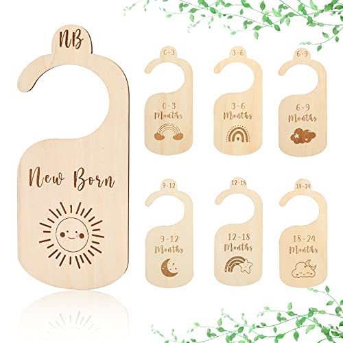 ibwaae Wooden Baby Closet Size Divider Organizer Hanger Clothing Dividers for Newborn Nursery Decor Infant to 24 Months