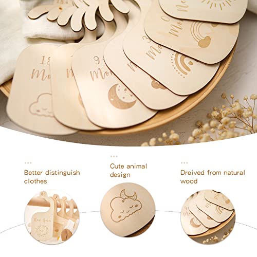 ibwaae Wooden Baby Closet Size Divider Organizer Hanger Clothing Dividers for Newborn Nursery Decor Infant to 24 Months