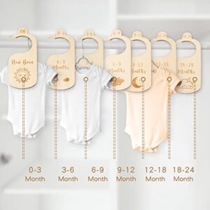 ibwaae Wooden Baby Closet Size Divider Organizer Hanger Clothing Dividers for Newborn Nursery Decor Infant to 24 Months