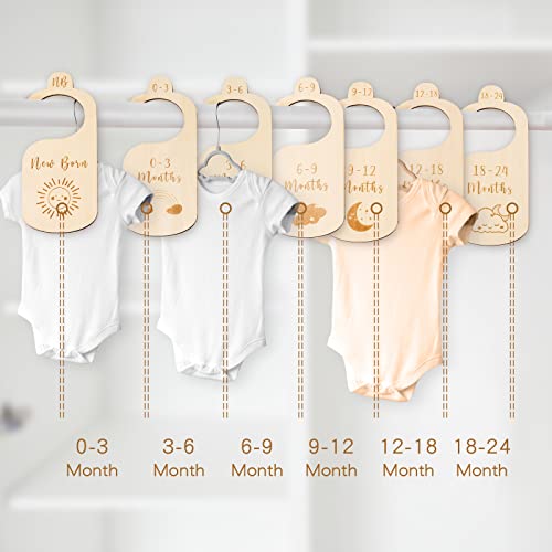 ibwaae Wooden Baby Closet Size Divider Organizer Hanger Clothing Dividers for Newborn Nursery Decor Infant to 24 Months